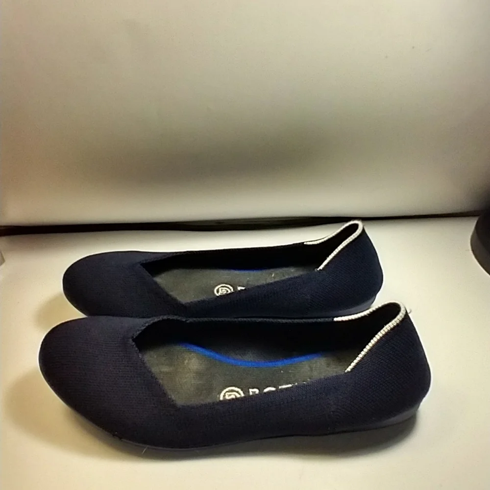 Rothy’s The Flat Navy Blue Knit Round Toe Slip On Flats Shoes Women's sz 8.